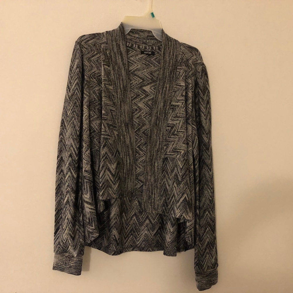 Black/Gray Flyaway Cardigan Sz 12 by Apt. 9